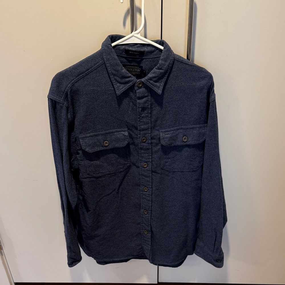 Pendleton Burnside Heather Blue Button Flannel Sh… - image 1